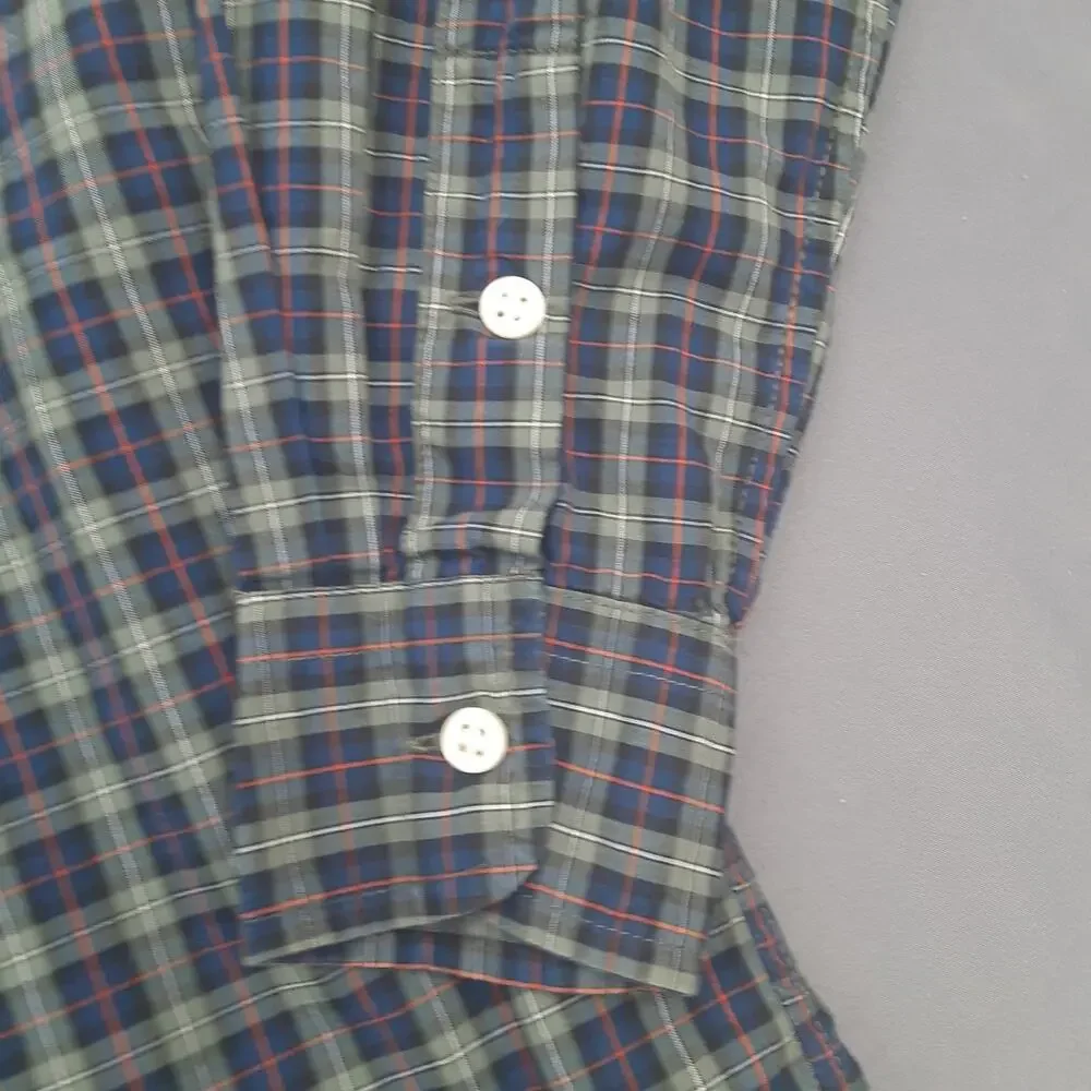 RALPH LAUREN Boys Cotton Green Blue Plaid Button Down Shirt Youth M (10/12)